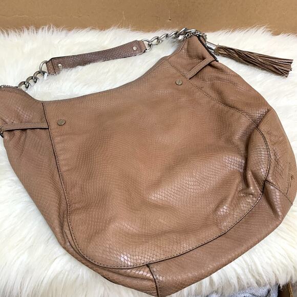 MICHAEL KORS Large N/S Top Zip MEGAN Hobo Dark Dune Snake-Embossed Leather - Picture 16 of 16